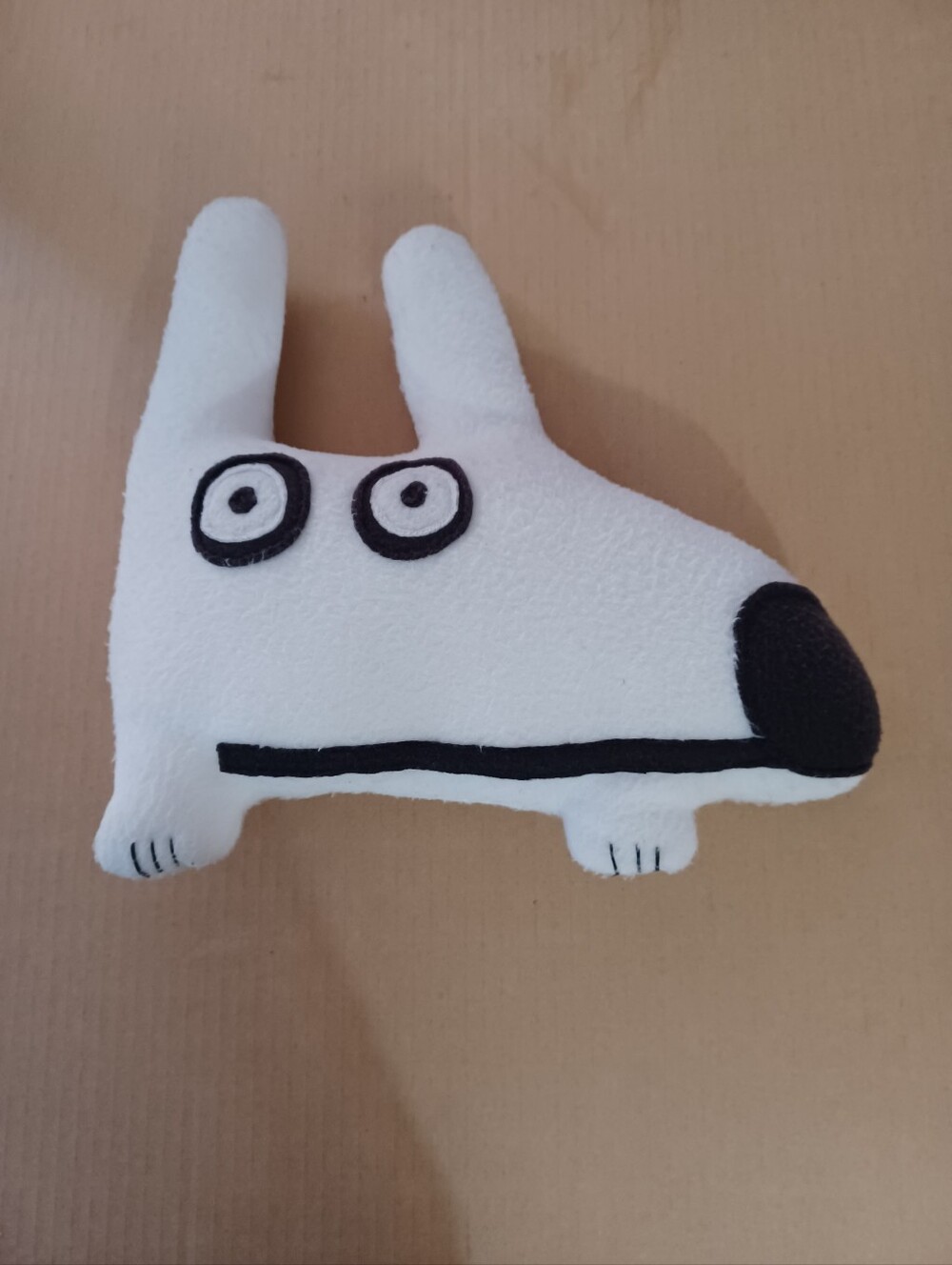 White Black Fleece Ugly Dog 13" x 12" x 2" Plush Stuffed Animal Unique Shape
